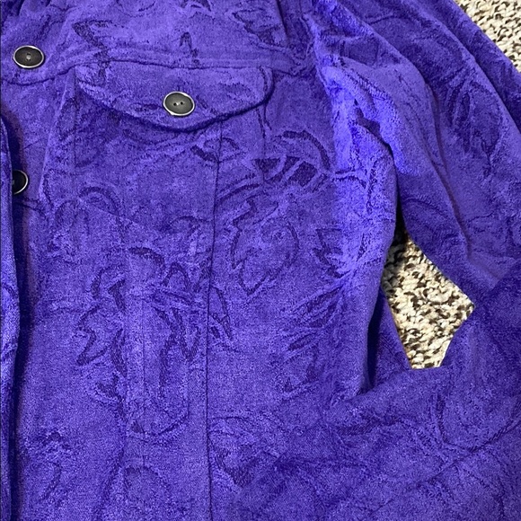 Chico's Purple Embossed Textured Jacket with Collared Neckline - Picture 4 of 7